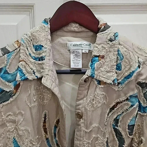 Coldwater Creek Gray Green Embroidered Jacket Sz XL - Picture 2 of 7